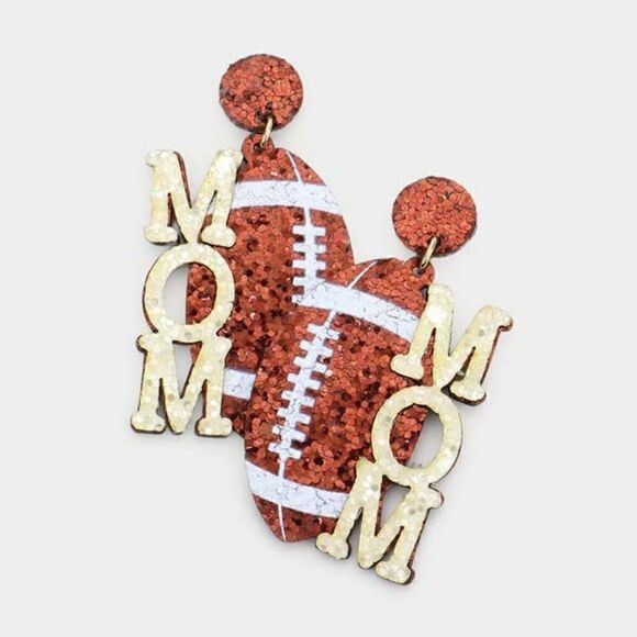 Football Mom Seed Bead Earrings - Picture 1 of 5